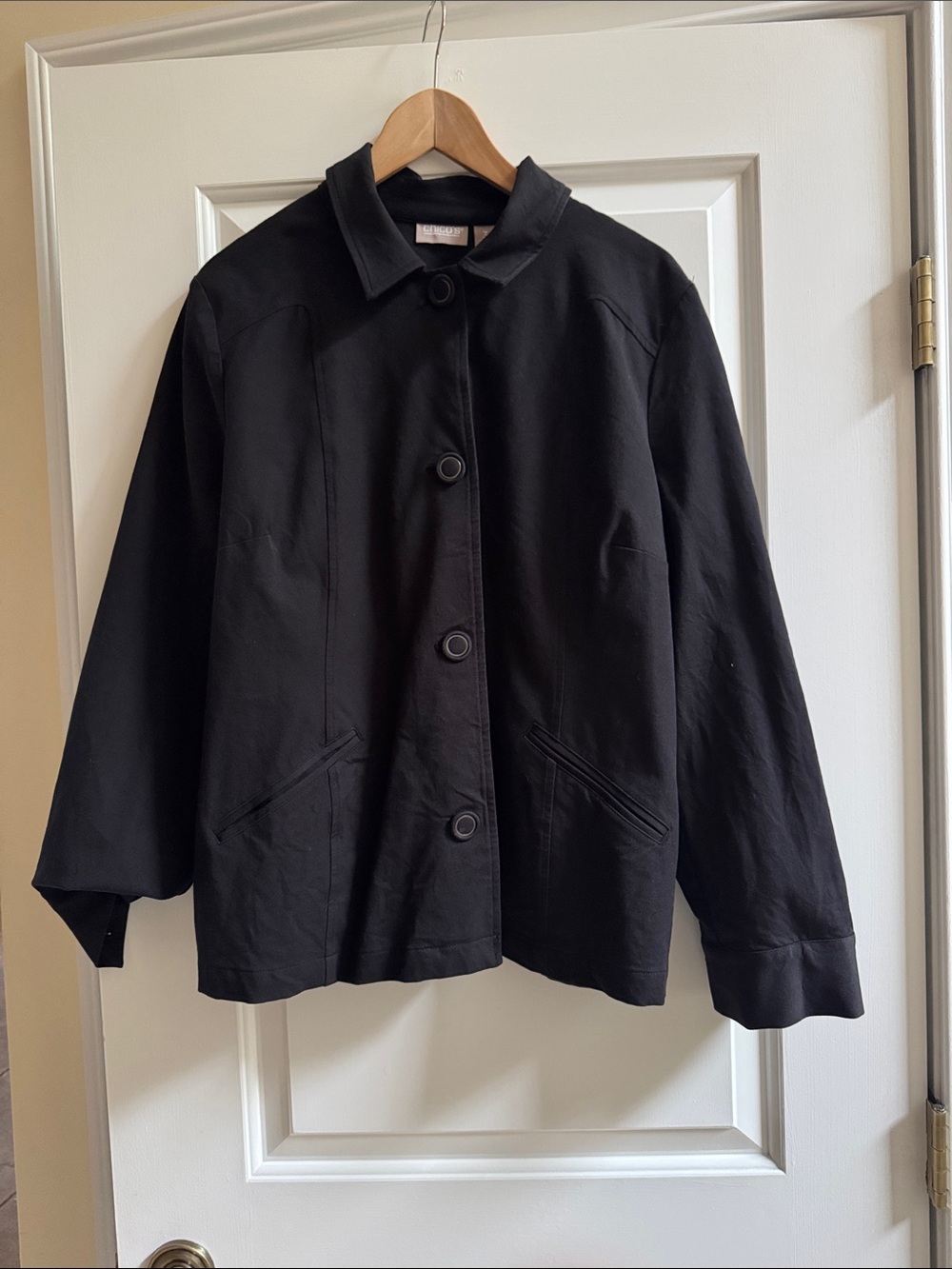 Chico's Black Button-Front Pea Coat